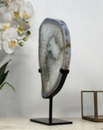 Large Polished Quartz Slice with Metal Stand - Perfect for Home Decor - MWS2021