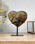 A+ Grade Natural Amethyst Heart Carving with Metal Stand - HST0239