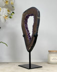 Natural Agate & Amethyst Geode Slice Portal with Metallic Stand - MWS1567