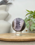 Amethyst & Agate Sphere Geode with Druzy Crystal Cavity - SPH0176