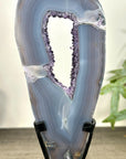 Natural Blue Banded Agate & Amethyst Geode Portal with Stand - MWS3242