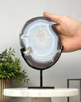 Blue Banded Agate Slice with Metal Stand - MWS2133