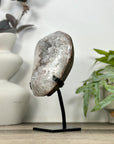 Natural white sugar quartz Geode with Stand - MWS3203