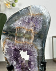 Amethyst & Quartz GEode Slice oin Metallic Stand - MWS2904