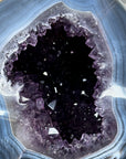 Amethyst & Blue Banded Agate Stone Geode with Druzy Cavity - STGE0005