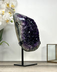 Uruguayan Amethyst Geode with Green Jasper Shell on Metal Stand - MWS2785