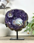 Large Lucky Amethyst & Green Jasper Clover on Metal Stand - MWS3277