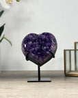 Amethyst Stone Heart, Metal Stand Included - HST0295