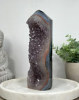 Outstanding Natural Blue Banded Agate & Ametnyst Stone Tower - STP0172