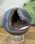 Blue Banded Agate Sphere Geode with Quartz Druzy Interior - SPH0147