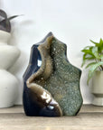 Unique Blue Banded Agate with Pink Amethyst Interior Statement Piece - CBP1397