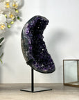 Deep Purple Amethyst Geode From Uruguay on Metal Stand – Premium Home Decor Accent - MWS2488