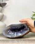 Stunning Blue Banded Agate & Amethyst Stone Geode - STGE0084
