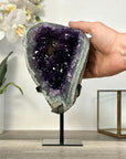 Amethyst Geode with Green Jasper Matrix on Stand – Natural Mineral Specimen - MWS2613