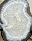 Blue Agate & Quartz Slice with Base – Polished Uruguayan Gemstone for Desk or Studio - MWS2008
