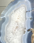 XXL Natural Blue Banded Agate & Quartz Stone Slice on Stand - MWS3043
