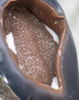 Blue Agate Geode with Organge Druzy Crystals - MWS0153