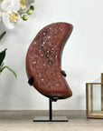 Unique Natural Red Amethyst Moon Carving on Stand - MWS2367