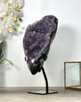Natural Amethyst & Agate Geode full of Stalactite Formations - Metallic Stand Included - MWS2564