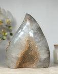 Sugar Yellow Quartz Druzy Flame Carving - FST0138