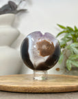 Amethyst & Banded Agate Sphere Geode with Druzy Crystal Cavity - SPH0182