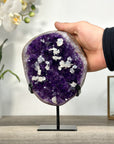 Amethyst Crystal Cluster with White Calcite Inclusions – Home Decor Display Piece - MWS2677