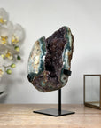 Beautiful Rainbow Amethyst & Green Jasper Geode Cave - MWS1834