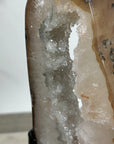Beautiful Natural Quartz Geode Slice, Crystal Portal with Metallic Stand - MWS1953