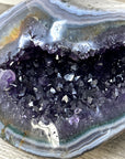 Stunning Blue Banded Agate & Amethyst Stone Geode - STGE0084