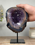 Stunning Natural Amethyst & Agate Polished Geode with metal Stand - MWS1335
