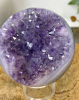 Amethyst & Banded Agate Sphere Geode with Druzy Interior - SPH0234