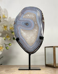 Banded Blue Agate Slice from Uruguay – Polished Stone Display for Healing Decor - MWS2006