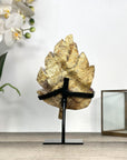 Pink Amethyst Stone Leaf Carving - Metal Stand Included - MWS2805