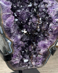 Beautiful Amethyst Geode with Blue Agate Shell - Custom made Metal Stand Included