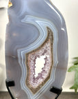 Blue Banded Agate & Amethyst Geode Slice Portal - MWS3248