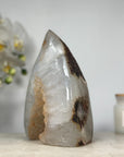 Sugar Yellow Quartz Druzy Flame Carving - FST0138