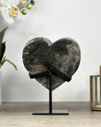 Top Grade Large Amethyst Crystal Heart, Metallic Stand Inluded - HST0283