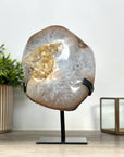 Natural Yellow Quartz Geode with Metallic Stand - MWS2425