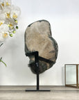 Large Natural Amethyst Stone with Green Jasper Shell on Metal Stand - MWS2820