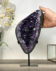Deep Purple Amethyst Geode on Metal Stand – Stunning Decor Statement Piece - MWS2717