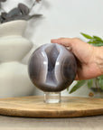 Natural Blue Banded Agate & Druzy Sphere Geode - SPH0161