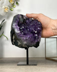 Uruguayan Amethyst Geode With Large Crystals & Black Hematite – Deep Purple Premium Display Piece for Elegant Home Decor - MWS2524