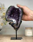 Natural Amethyst Stone Geode with Metallic Stand - MWS1706