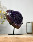 Beautiful Deep Purple Uruguayan Amethyst Stone Heart Carving - HST0267