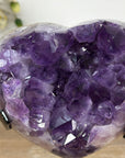 Natural Amethyst Heart Carving, Metal Stand included - HST0271