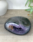 Natural amethyst & Agate Stone Geode with polished Shell - STGE0081
