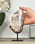 Jasper & Quartz Slice with Natural Banded Patterns on Stand - MWS2909