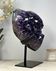 XXL A+ Grade Natural Amethyst Heart Carving with Metal Stand - HST0235