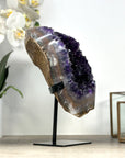 Amethyst Geode on Display Stand – Deep Purple Cluster with Natural Agate Edges - MWS2183