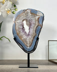 Blue Banded Agate and Amethyst Geode Slice - MWS2654
